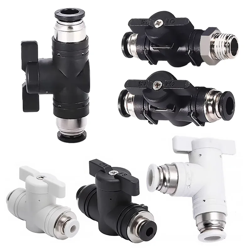 BUC BUL BUG Pneumatic Hand Valve 4mm 8mm 6mm 10mm 12mm Rotary Switch Valve Quick Connector Gas Pipe Manual Valve Bend Through