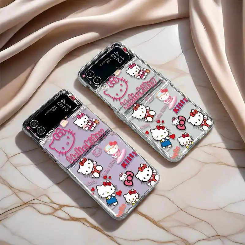 

Новый милый мультяшный чехол Sanrio Hello Kitty подходит для Samsung Zflip3 защитный чехол для телефона W24 Zflip4 складной жесткий чехол