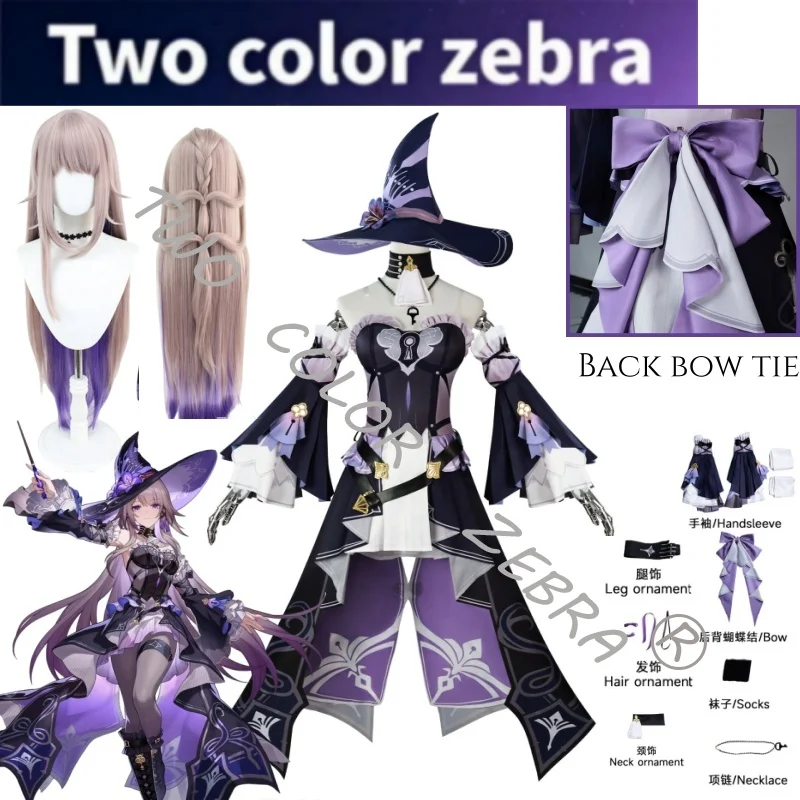 Spiel Honkai: Star Rail Neues Herta Cosplay-Kostüm Perücke Lila Kleid Hut Komplettes Set Halloween Comic-Party Rollenspiel-Outfits