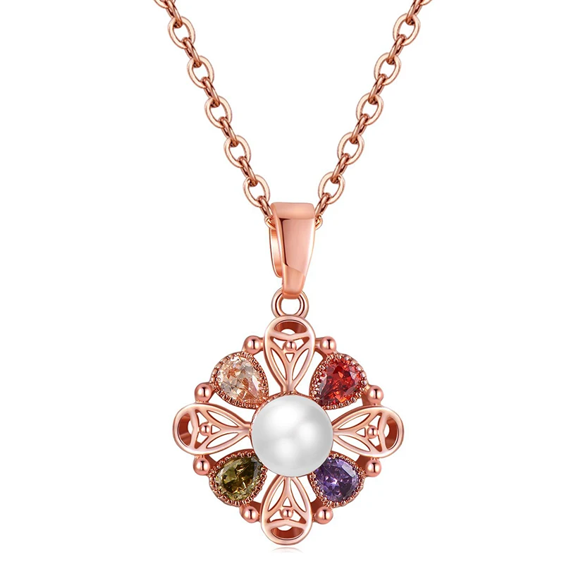 Women's Fashion Colorful Zircon Earrings/Necklaces Jewelry Sets Shiny Crystal Pearl Female Charm Wedding Accessories Jewelry image 3