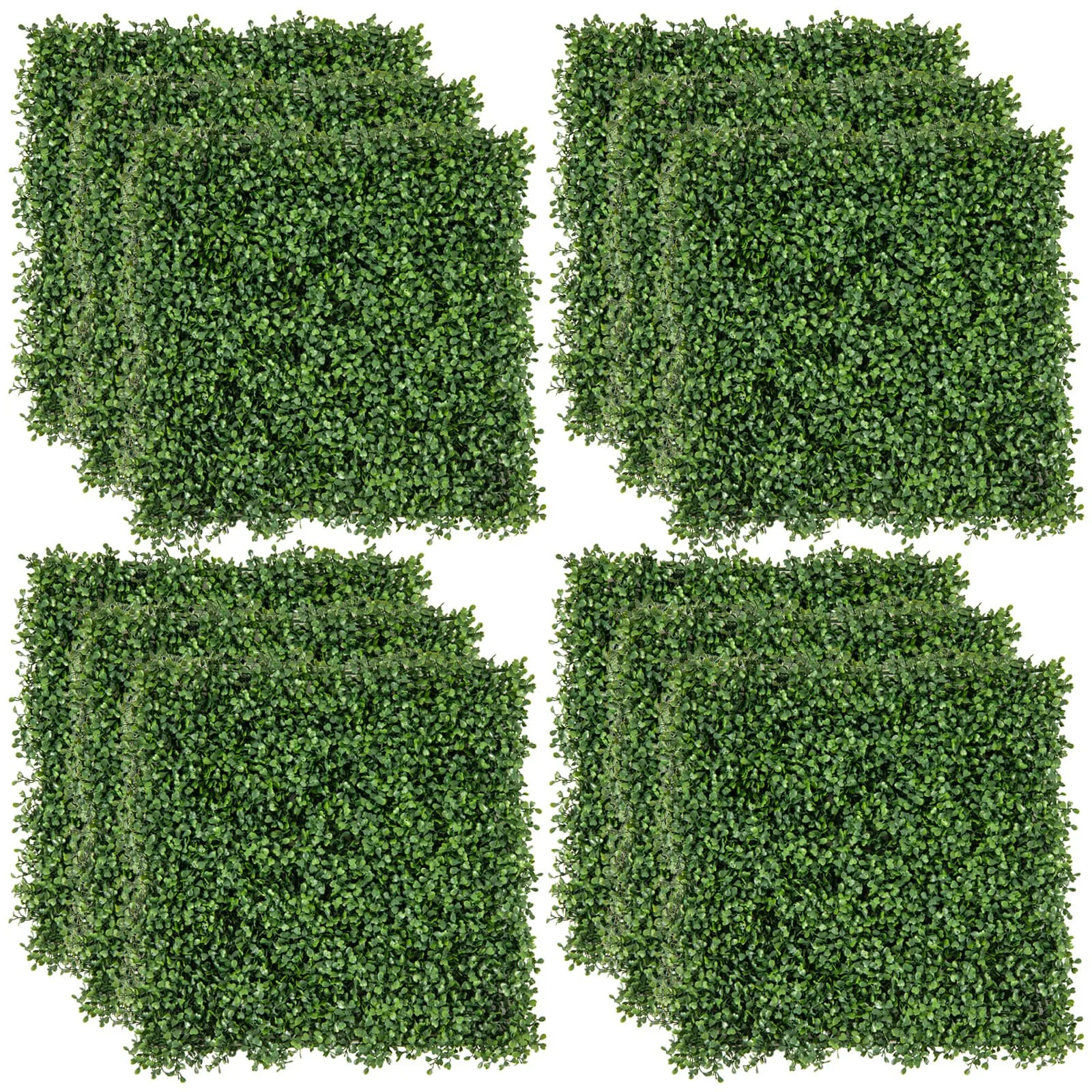 

12 Pcs Faux Boxwood Panels w/Insertable Branches Privacy Hedge Screen 20" x 20"