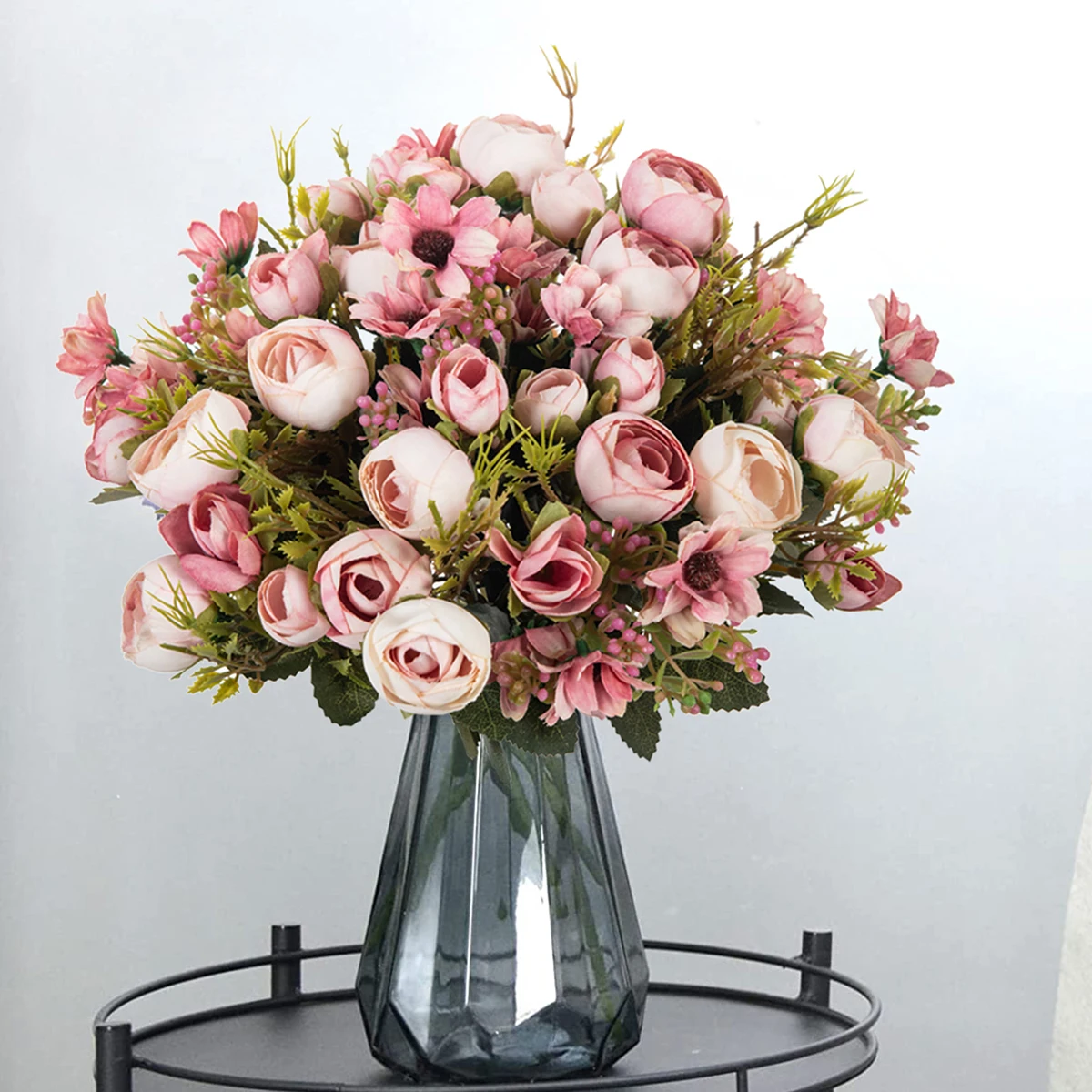 1 Bunch 5 Forks 12 Heads Artificial Flowers Cheap Vases Home Decoration Accessories Wedding Diy Bridal Clearance for Photo Props