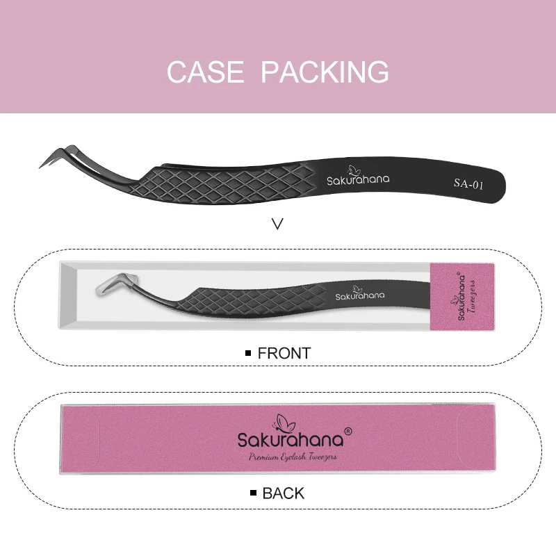 SAKURUHANA Professionele Wimper Pincet Zwarte Vezel Tip Voor Lash Extensions Mega Volume Nertsen Wimpers Make-Up Artist Beauty Kit