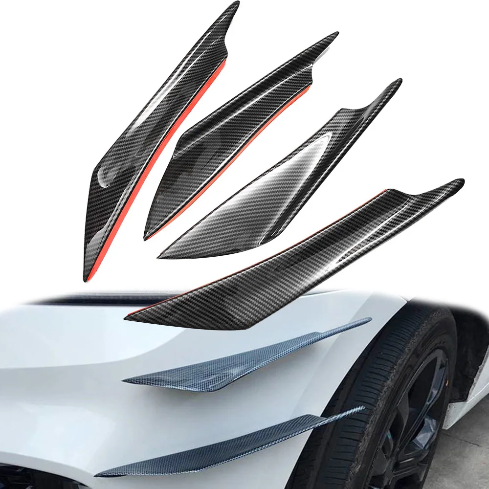 

4Pcs Universal Black Car Auto Carbon Fiber Bumper Fin Canard Splitter Diffuser Valence Spoiler Lip Tuning Exterior Accessories