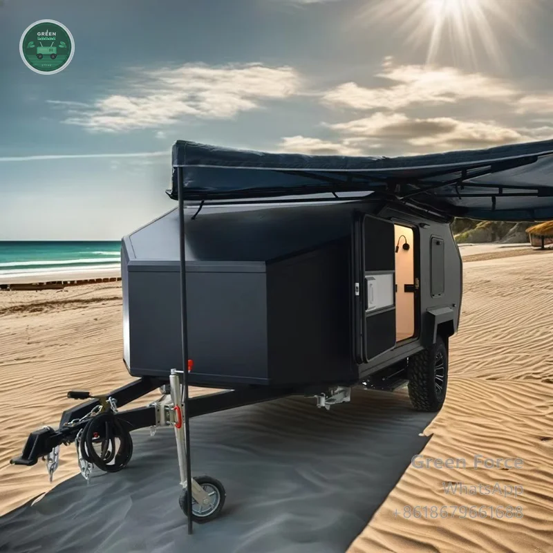 Outdoor Fiberglass Camper Trailer with Independent Suspension, 4-Person Off-Road Kit