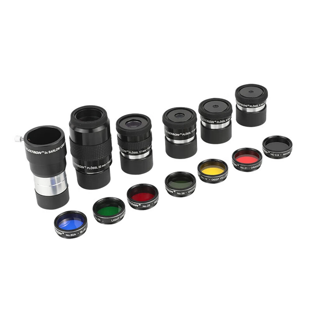Celestron 1.25 インチ接眼レンズとフィルターキット - プロスル接眼レンズ/2X バーローレンズ/カラーフィルター望遠鏡アクセサリーキット