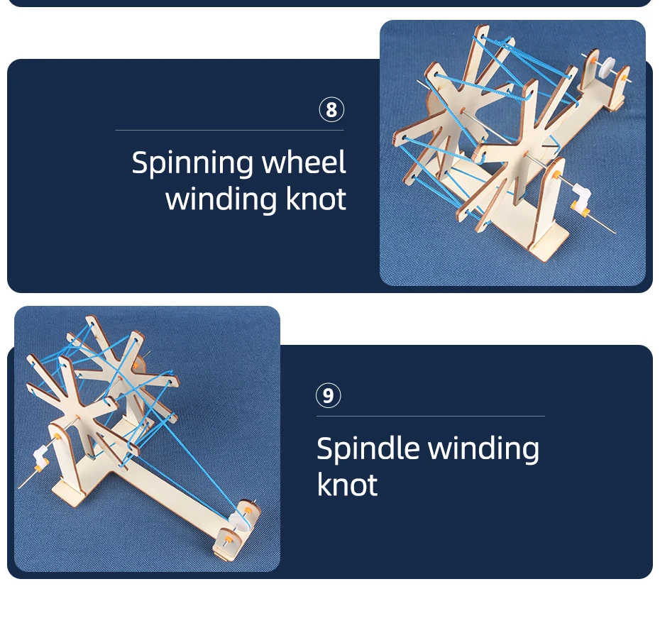 Qjh Mini Webstuhl Kinder Multi-Craft Holz Strick webstühle Set Webstuhl Holz Spinnrad DIY gewebtes Set für Anfänger – Detail 17