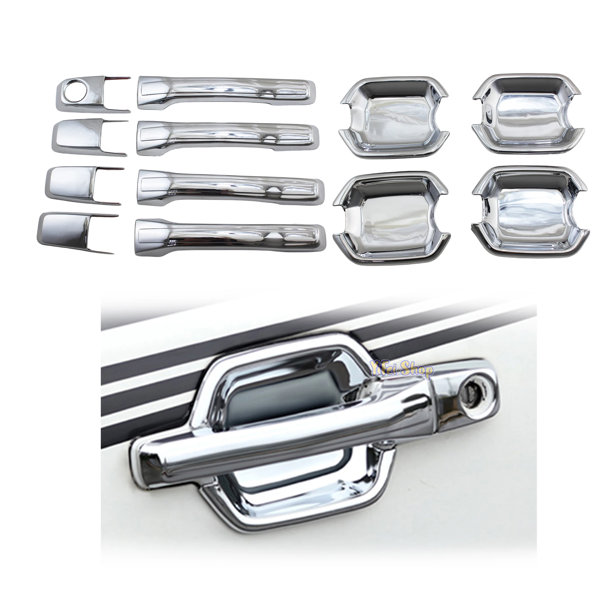 2001 2002 2003 2004 2005 For Mitsubishi Pajero V73 Car ABS Chrome Accessories Plated Door Handle Bowl Cover Trim Paste Style