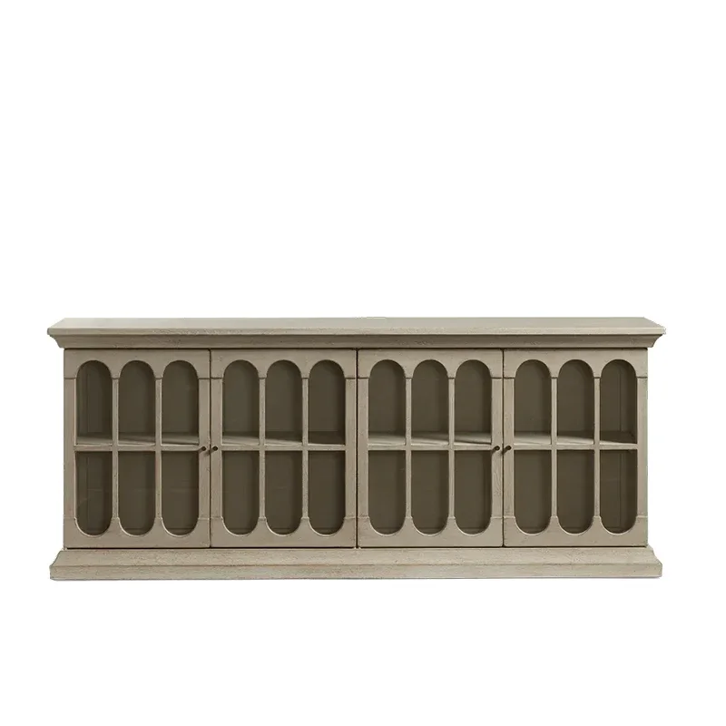 Solid wood entry entrance cabinet enters the door, living room partition is opposite the door, shoe edge cabinet