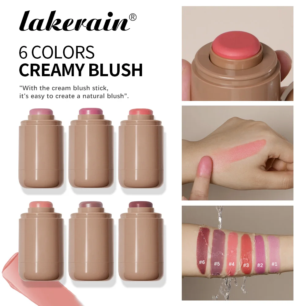Lakerain-rubor en barra para mejillas y labios, colorete húmedo de larga duración, iluminador sedoso, crema de colorete, cosméticos, maquillaje mate