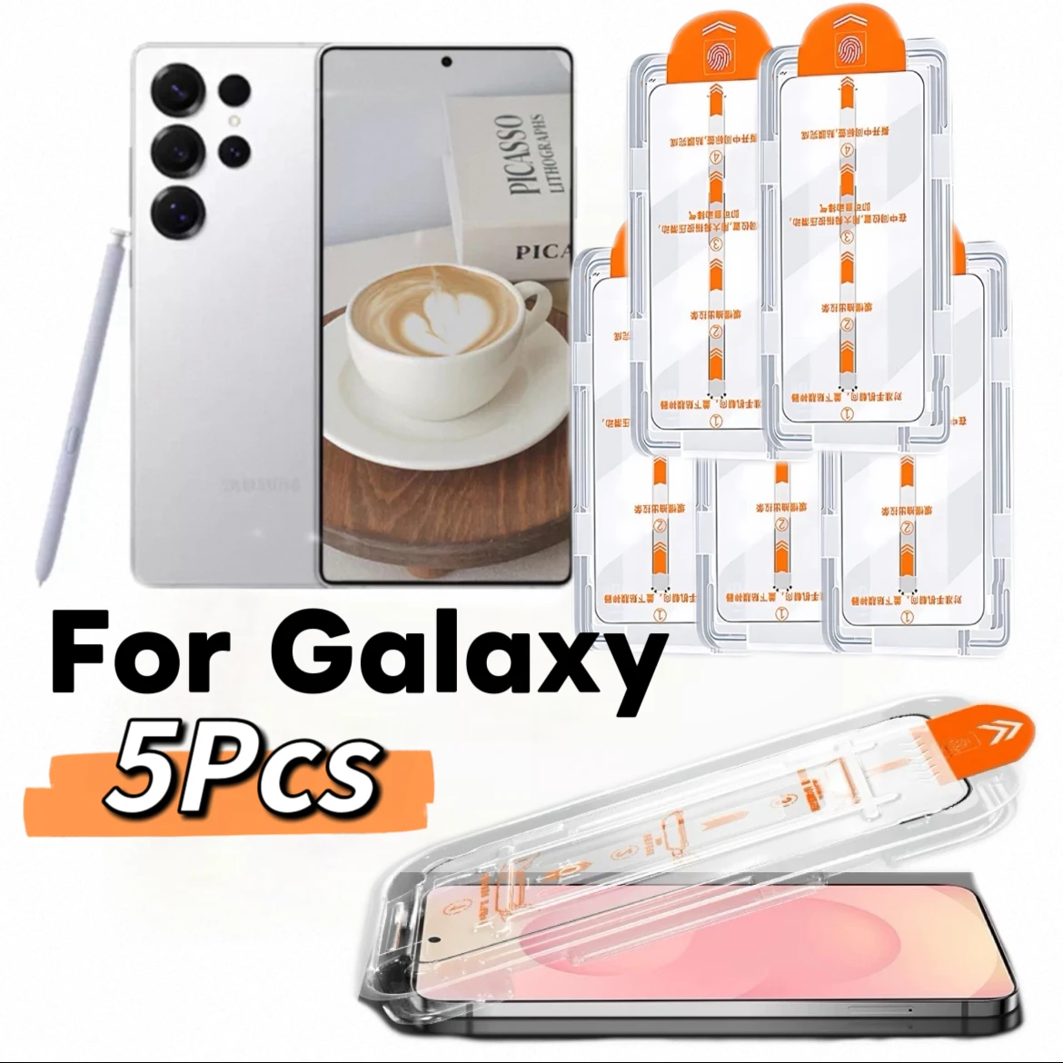 

5-Pack Tempered Glass Screen Protectors, HD Clear, Compatible with Galaxy Series