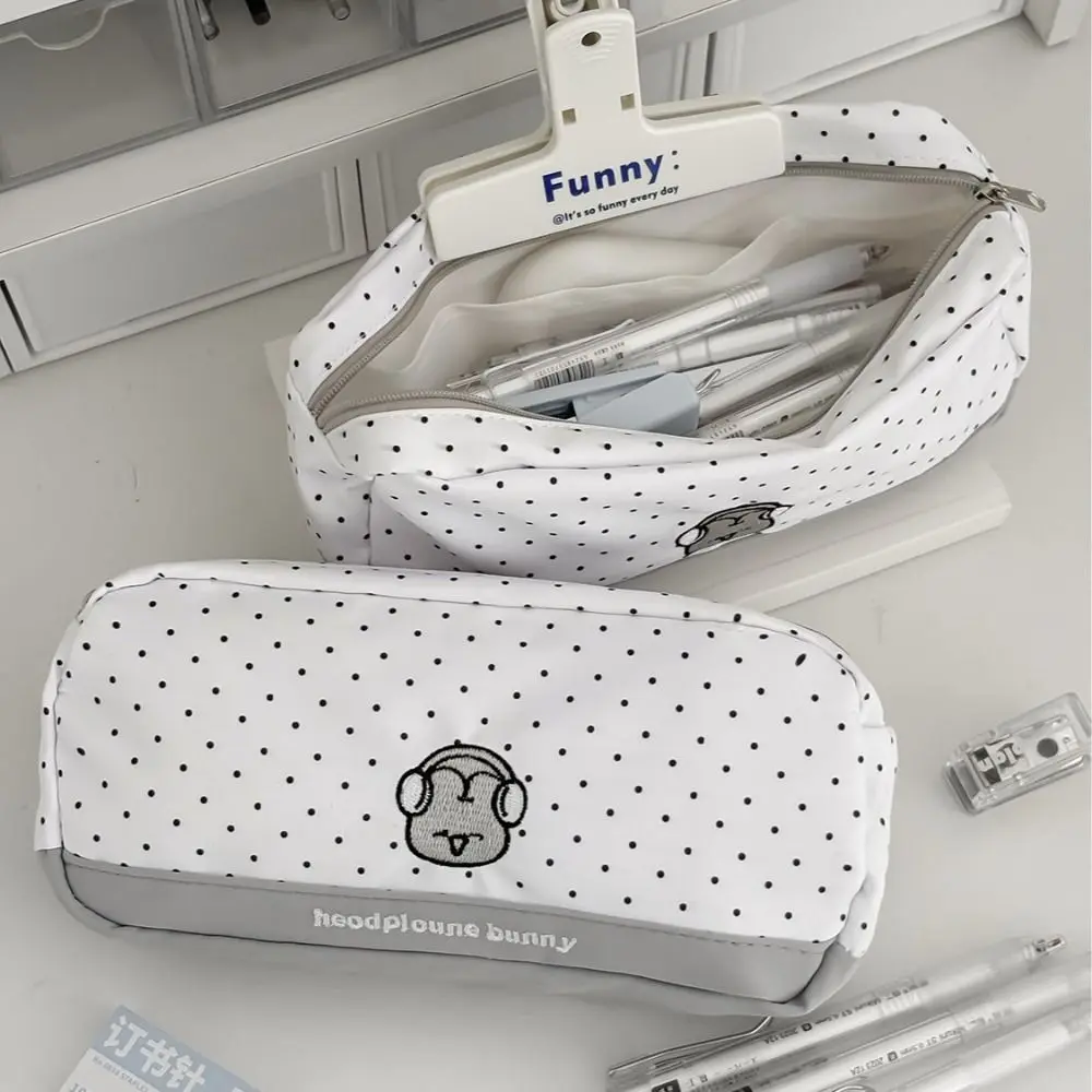 Cute Wave Point Bunny Pen Bag Cartoon Large Capacity Pencil Case Gift Cosmetic Bag Students Supplies