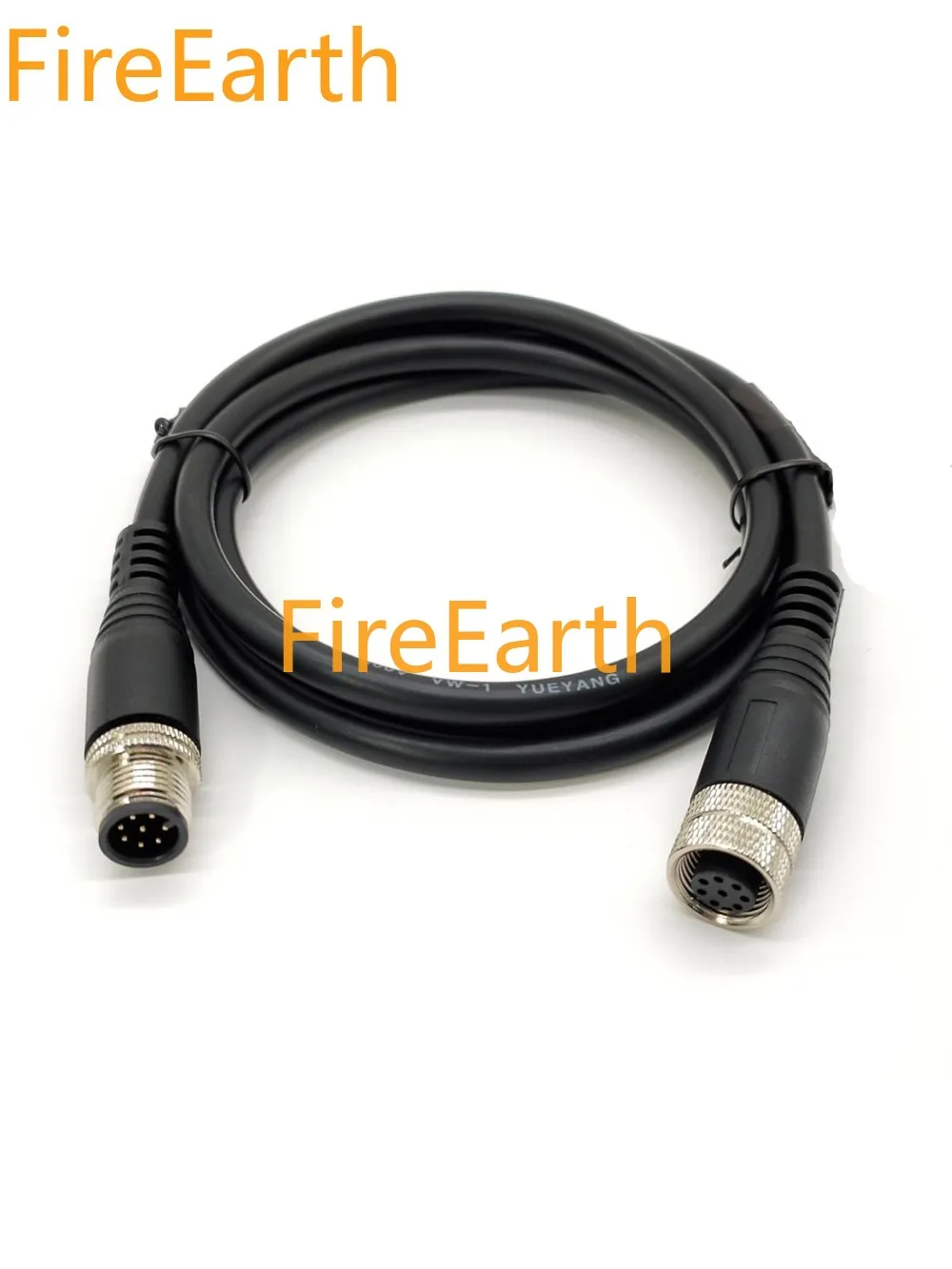 

M12 8-Pin Extensin Cable A Coding Male to Female Straight Connector AWG24 PVC Black Cable 1 Meter