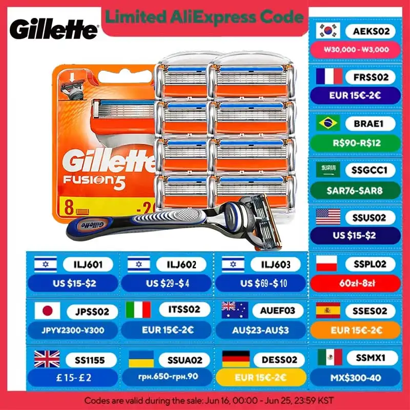 

Оригинальные мужские лезвия для бритвы Gillette Fusion 5, 5 слоев, безопасная ручная бритвенная головка, антифрикционные лезвия, сменные стержни для бритвы для бороды