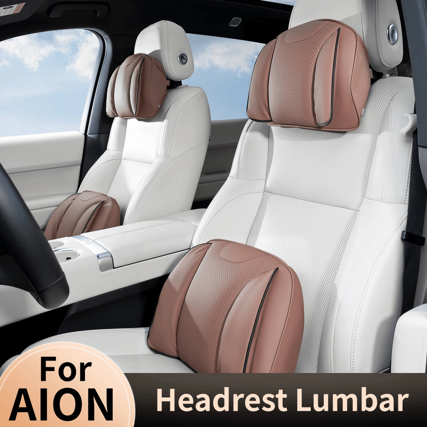 Juego de Soporte Lumbar y Reposacabezas de Cuero para AION UT, AION V, ES, YP, HYPTEC, HT, Almohadas Cervicales y de Cintura para Coche, Accesorios para Automóvil