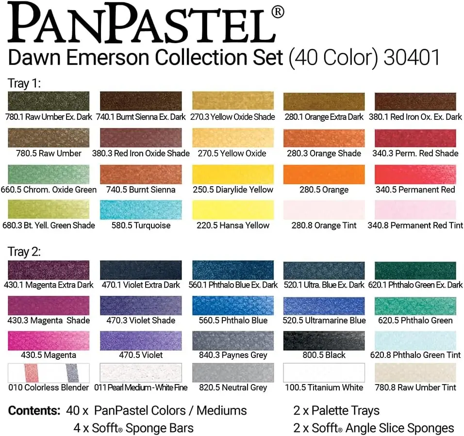 Koleksi Emerson Set by PanPastel, 40 warna, 2 palet nampan