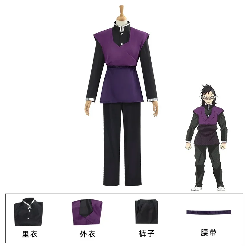 Disfraz de Cosplay de Genya Shinazugawa 2026, Peluca de Anime, Ropa para Carnaval, Halloween, Cómic, Animación y Fiestas