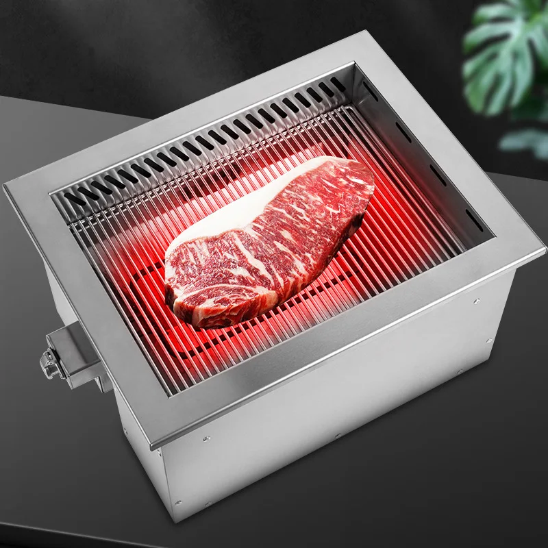 OEM Japanese Style Commercial Electric BBQ Oven, 2400W Stainless Steel Heating Tube, Source Factory Direct, Silver/Black