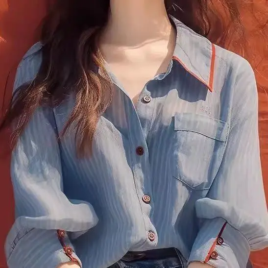 

Early Autumn Popular Beautiful and Unique Stunning Tops Distinctive and Ultra-attractive Age-reducing Striped Blouses for Women