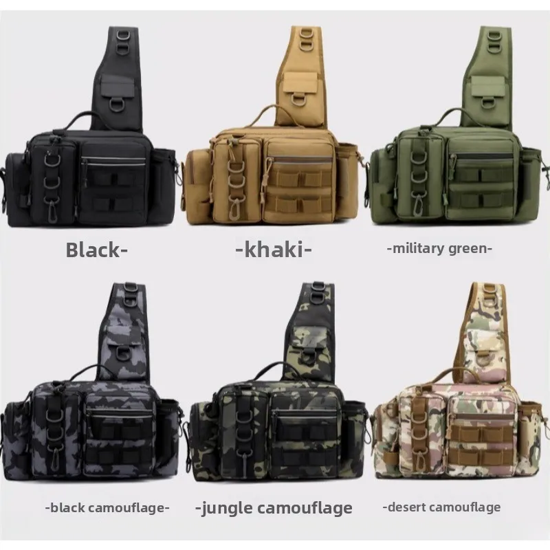 Men Fishing Tackle Bag Single Shoulder Crossbody Tactical Bags Waist Pack Fish Lures Gear Utility Storage Fishing Box Chest Bag