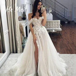 Vestidos De Novia Morden para mujer, línea A, tul, sweetheart, cuello, hombros descubiertos, apliques, vestido De Novia