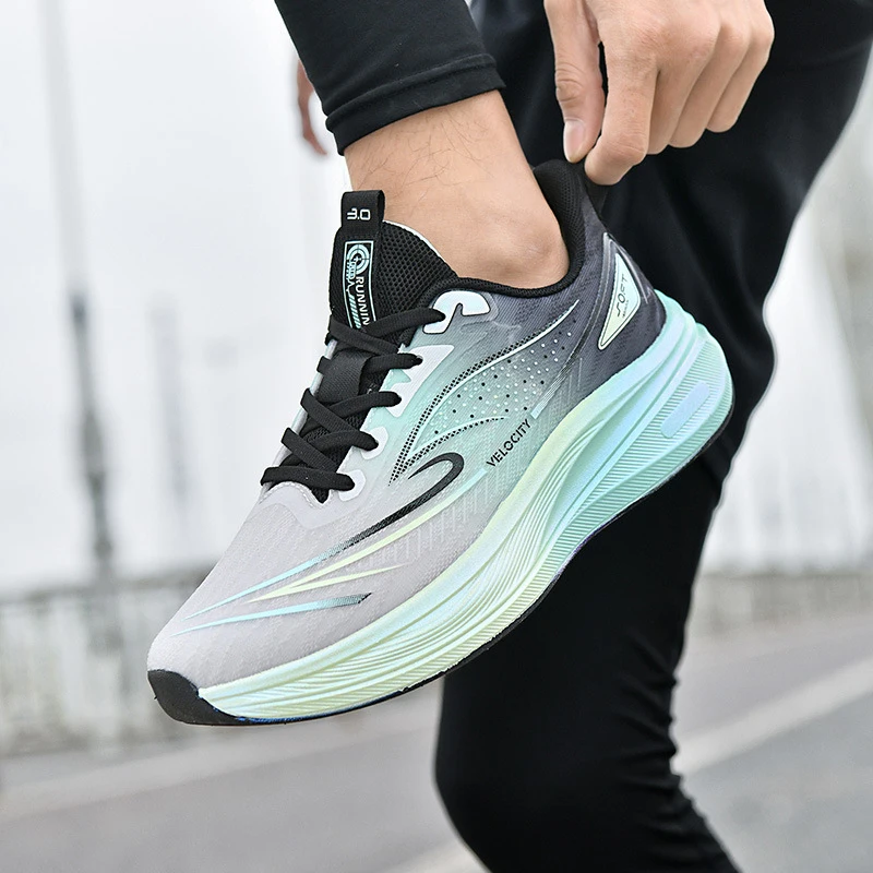 

Обувь для спорта и отдыха, мужская обувь, кроссовки для марафона с увеличенной воздушной подушкой, износостойкая резиновая подошва Fly Woven, всесезонная, износостойкая, антикоррозийная.