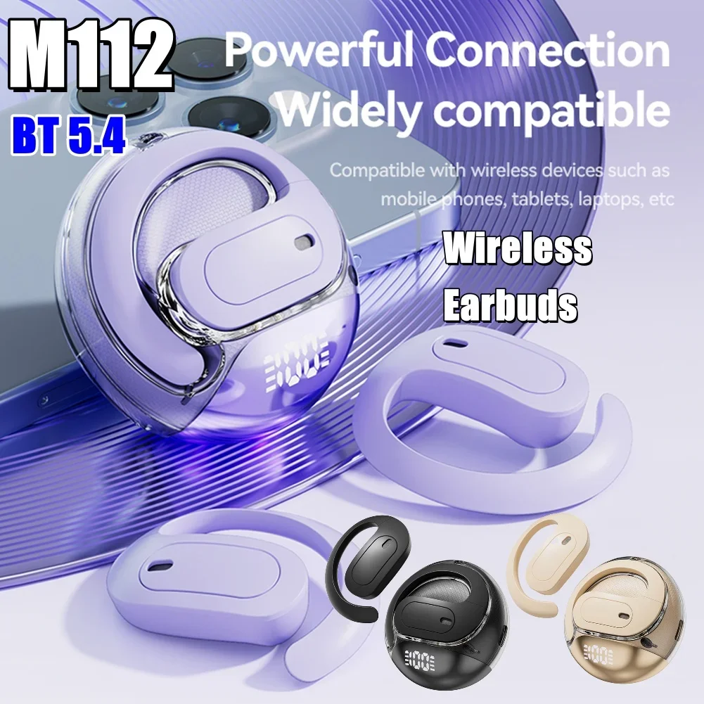 جديد M112 AI ترجمة سماعة لاسلكية تعمل بالبلوتوث 5.4 سماعة أذن رياضية ثلاثية الأبعاد ستيريو HIFI سماعات أذن مقاوم للماء المدمج في هيئة التصنيع العسكري سماعة