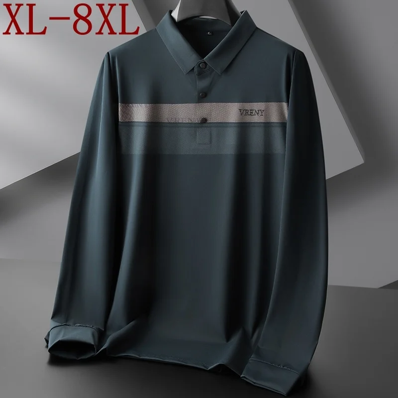 7XL 6XL 8XL 2023 New Autumn Luxury Design T shirt For Men Long Sleeve Loose Mens Polo Shirts Top Quality Comfortable Male Polos