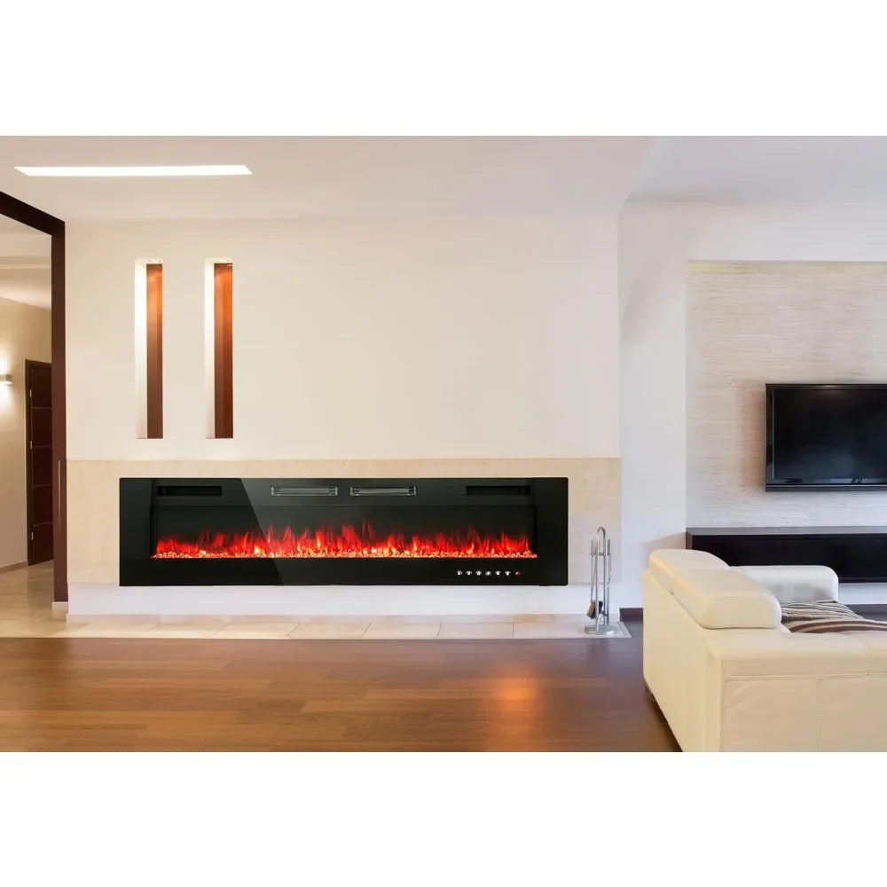 

72" Electric Fireplace Indoor Wall Mounted & Recessed Fireplace Heater with Remote Control & Touch Screen,Timer, Fire Place