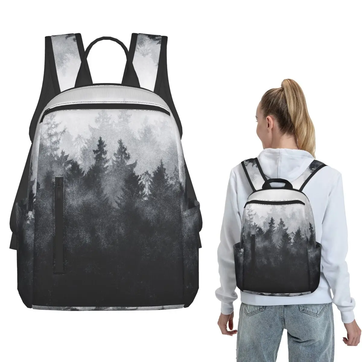 Pine Forest And Mist Landscape Backpack Large Capacity Boys Girls BookBag School Bag Shoulder Bags for Men Women