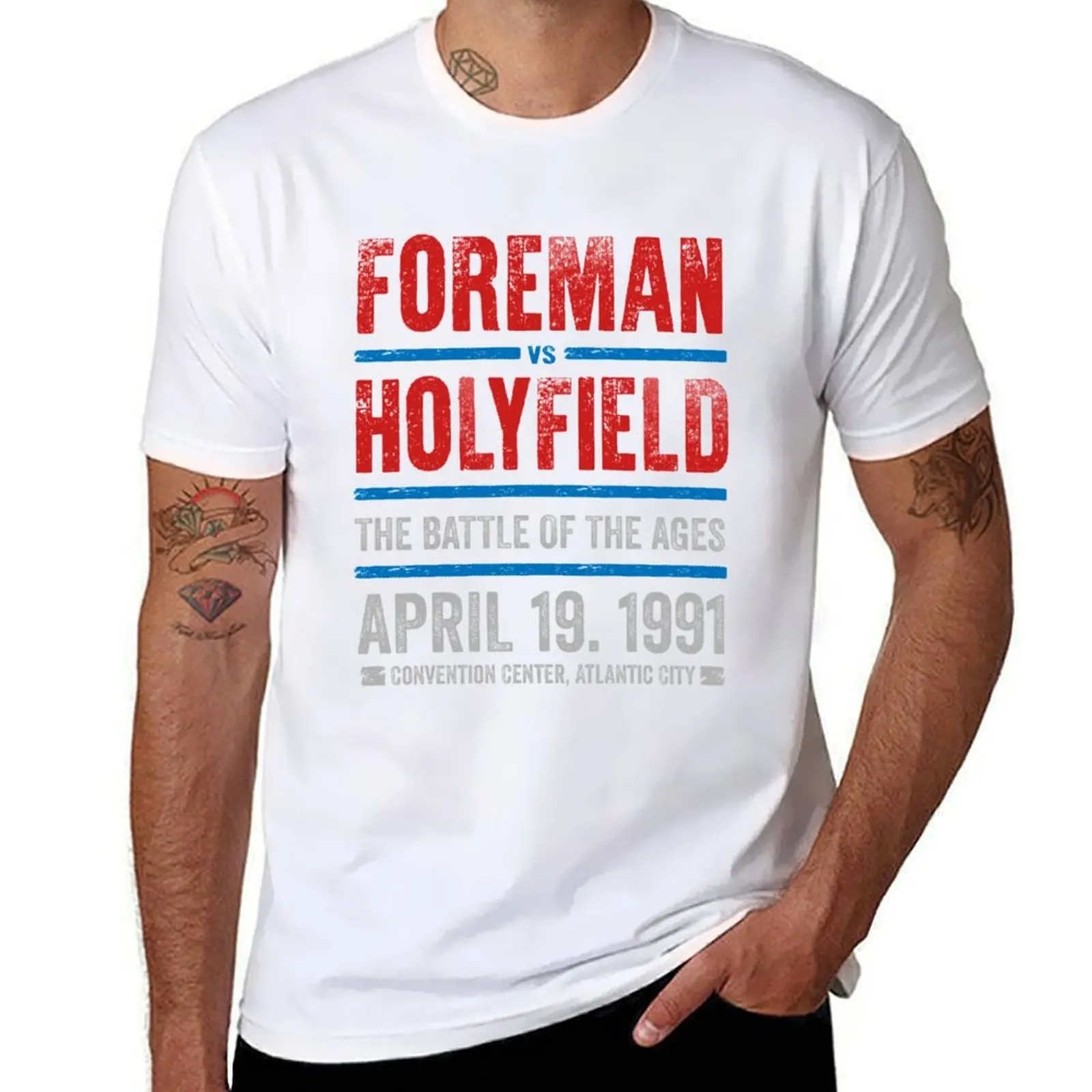 

Foreman vs Holyfield T-Shirt man t shirts cotton t shirts for man cotton soft T-Shirt