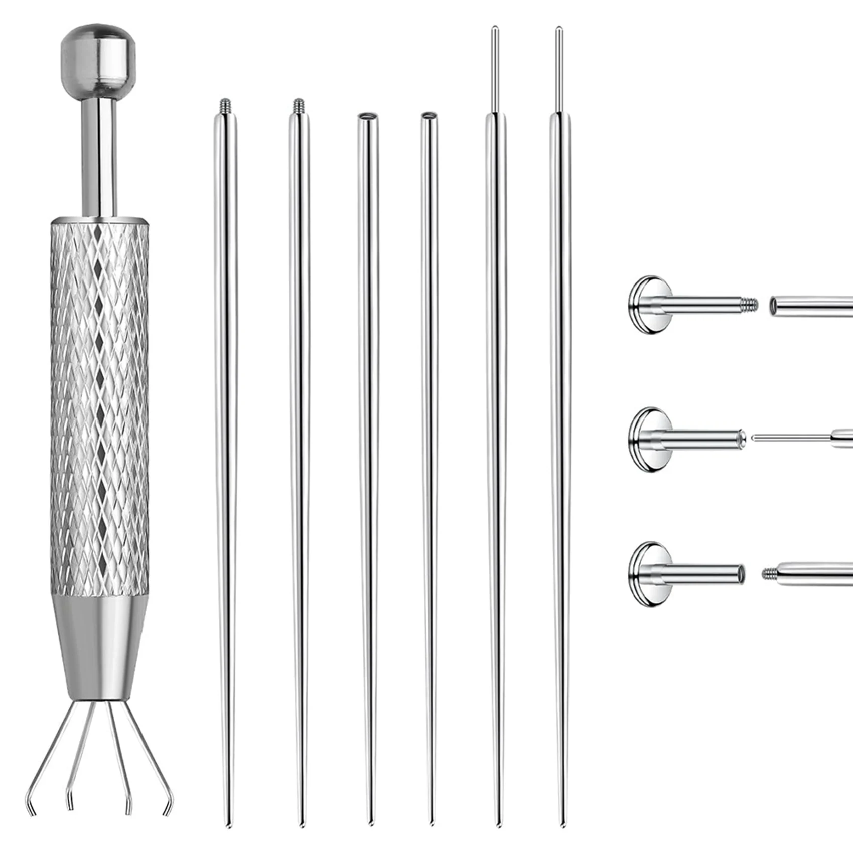 

CYL-2X Piercing Ball Grabber Tool Kit 16G,18G Stainless Steel Flat Back Earrings Applicator With Insertion Pins