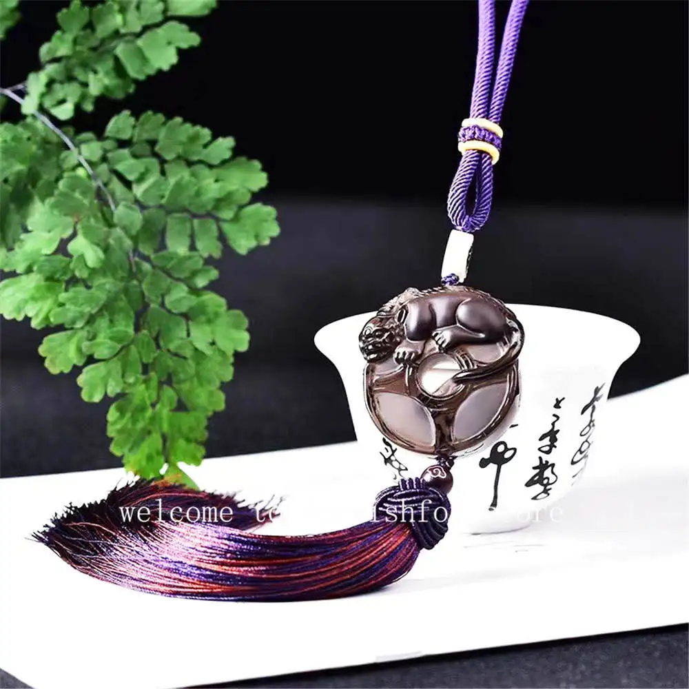 Natural Ice Obsidian Unicorn Car Hanging High-end Car Pendant Seiko Carving To Attract Wealth And Ensure Safety Chinese Style