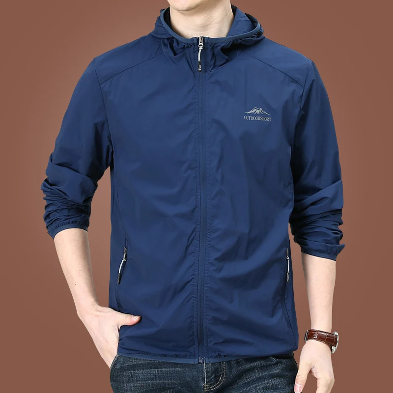 

Ice Silk Ultra-Thin Men's Summer Casual Sun Protection Jacket Breathable Lightweight Fashionable City-Style Zipper Decoration