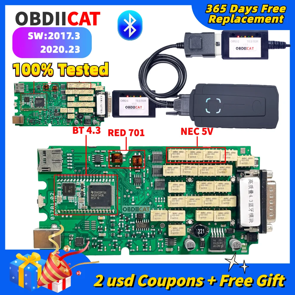 A+ 2021.11 Newest Single Board New VCI TCS Pro Multidiag Pro+ Bluetooth V3.0 NEC relays 9241A DS TCS PRO OBD2 for Cars /Trucks