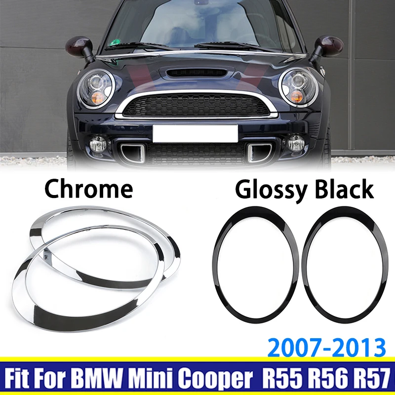 

Rhyming Car Headlight Trim Ring Bezel Cover Front Lamp Frame Sticker Chrome Fit For Mini Cooper R55 R56 R57 R58 2007-2015