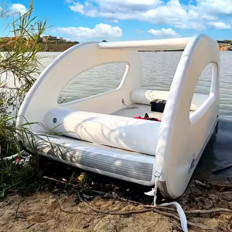 Inflatable Boat for Summer Water Activities Lake Ocean Solar Powered Inflatable Water House Boat Floating Platform
