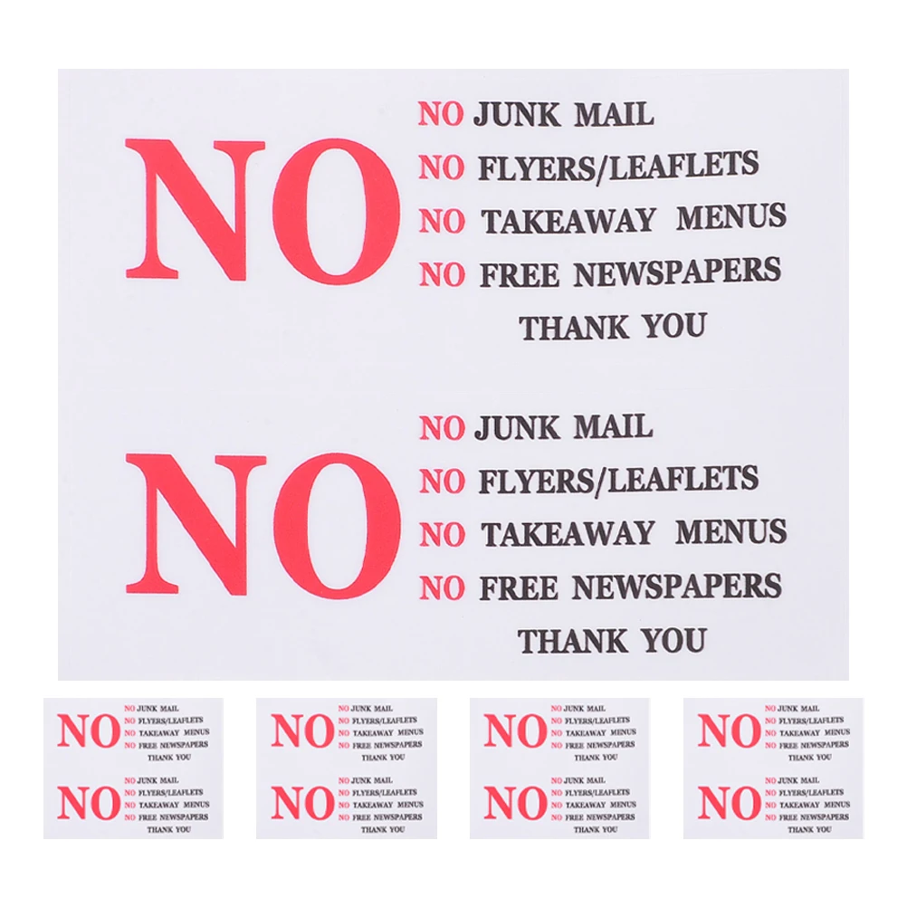 

5 Sheets Letters PVC Stickers No Junk Mail Sign Waterproof Weather-Resistant Mailbox Sticker Decorative Decal Weather Resistant