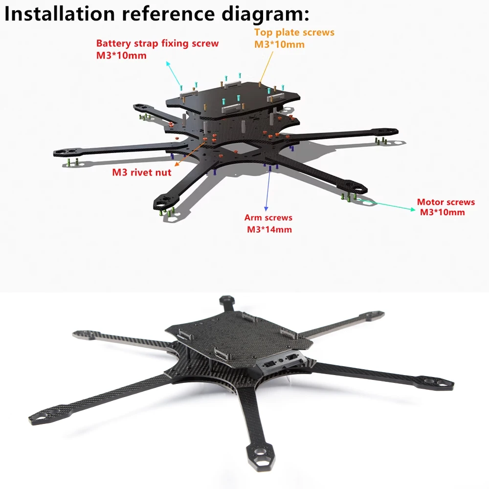 

GX-V6 FPV Drone Frame KIT 10inch 6-Axle 550mm Wheelbase Карбоновая рама для RC FPV Freestyle Long Range Racing Drone DIY Part