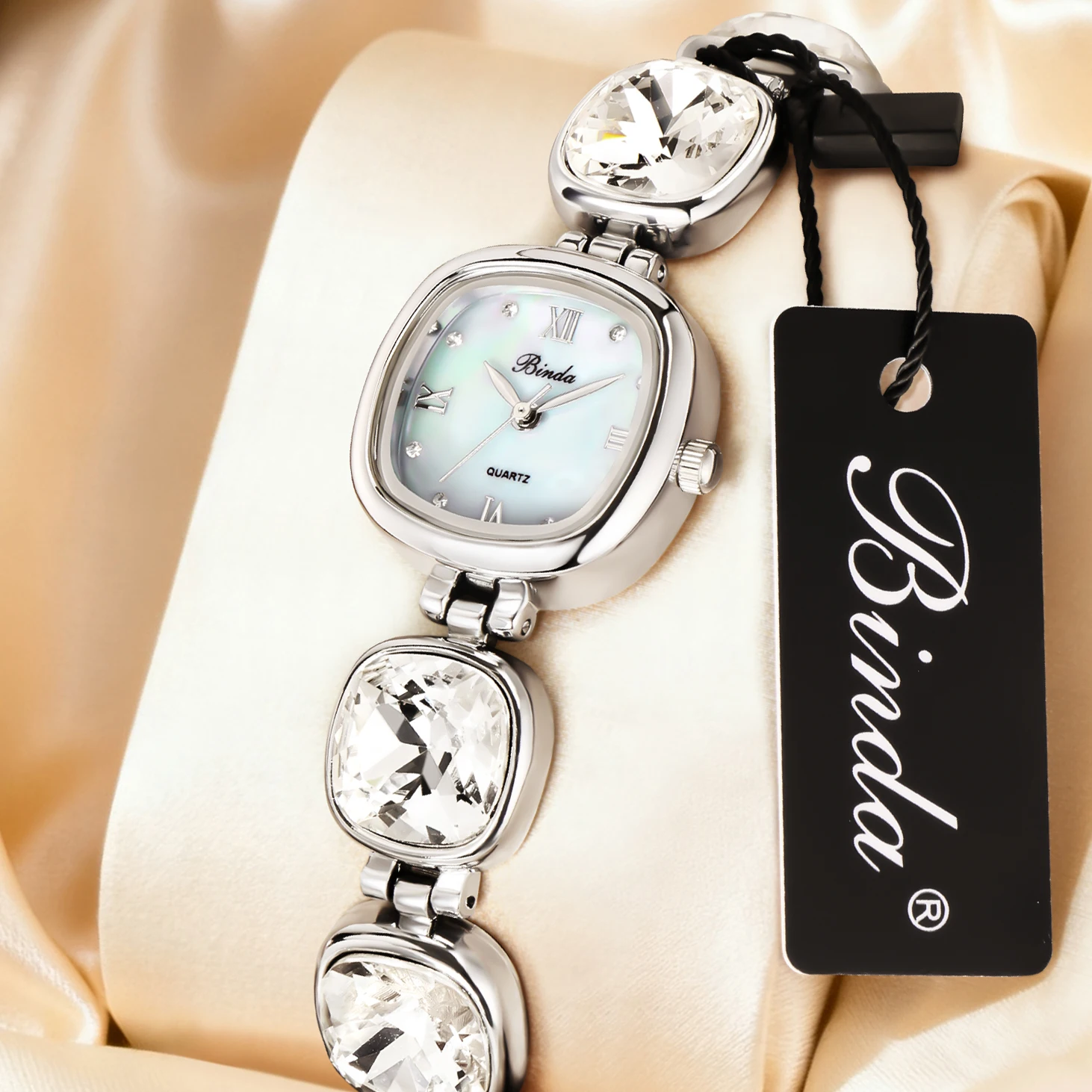 

Женские часы Binda Dreamy Goddess с кристаллами и кварцевым механизмом – циферблат из перламутра, водонепроницаемые, элегантные повседневные и праздничные наручные часы в подарочной коробке