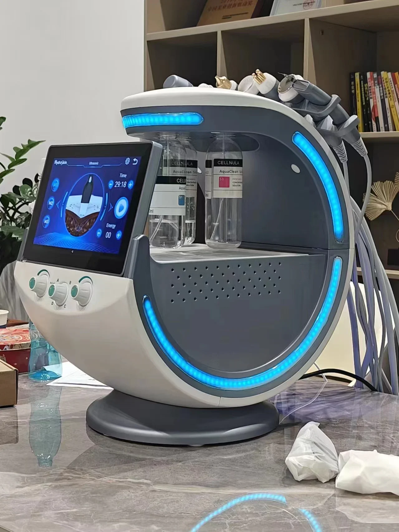 2024Ultrasound Skin Care Cryotherapy Microdermabrasion Machine Ice Blue Magic Mirror Skin Analyzer Oxygene Hydro facial Machine