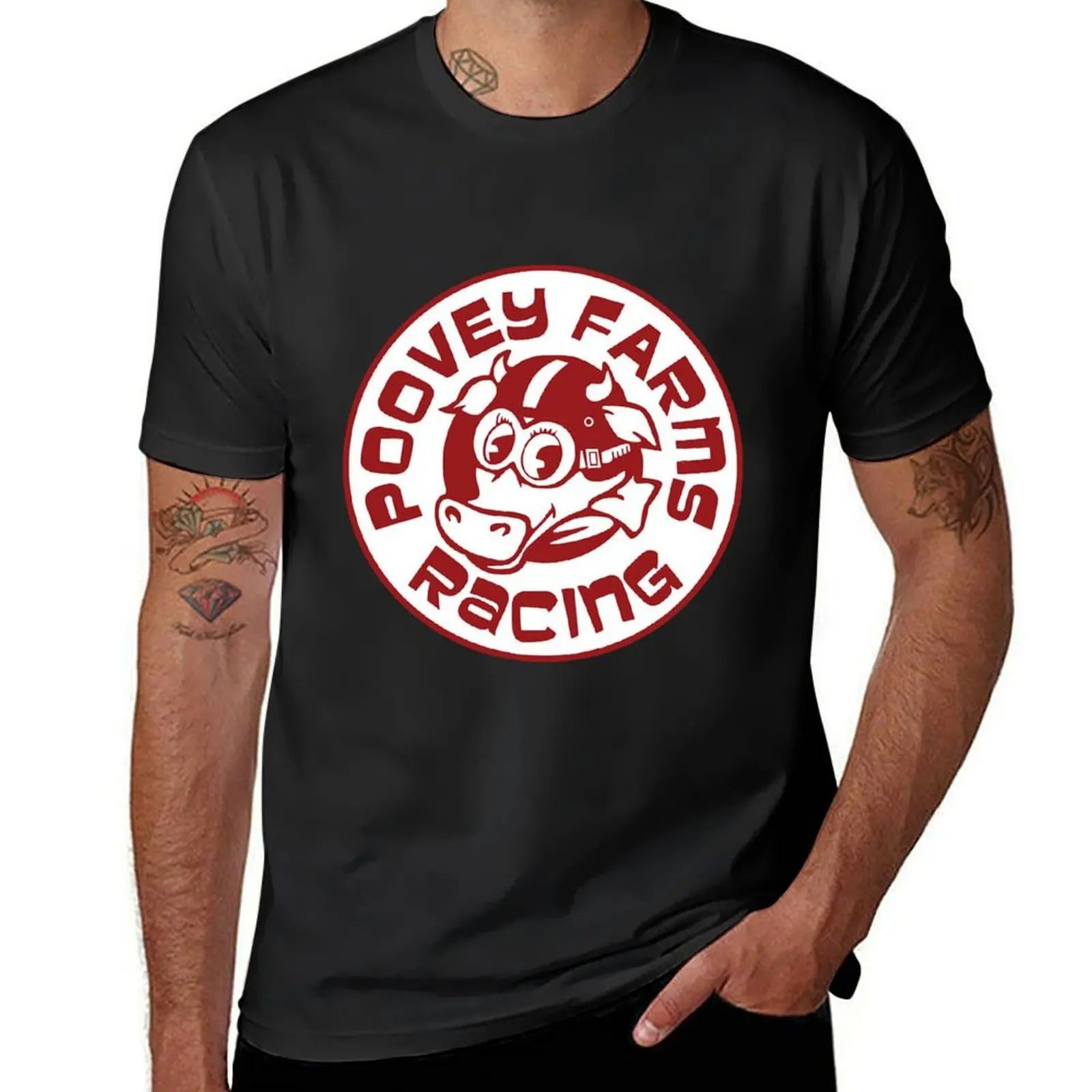 

Poovey Farms Racing T-Shirt Short sleeve tee quick-drying plus sizes funny t shirts for men