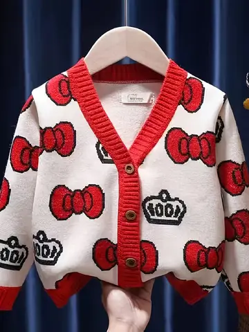 Girls' Knitted Cardigan Tops, Autumn New Baby Sweaters, Sweaters, Jackets, Fashionable Girls' Small and Medium-Sized Children's Clothing