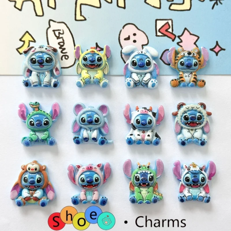 

MINISO Disney Stitch Resin Shoes Charms Cute Cartoon Glossy DIY Craft Accessories for Clogs Sandals Xmas Party Gifts Favors