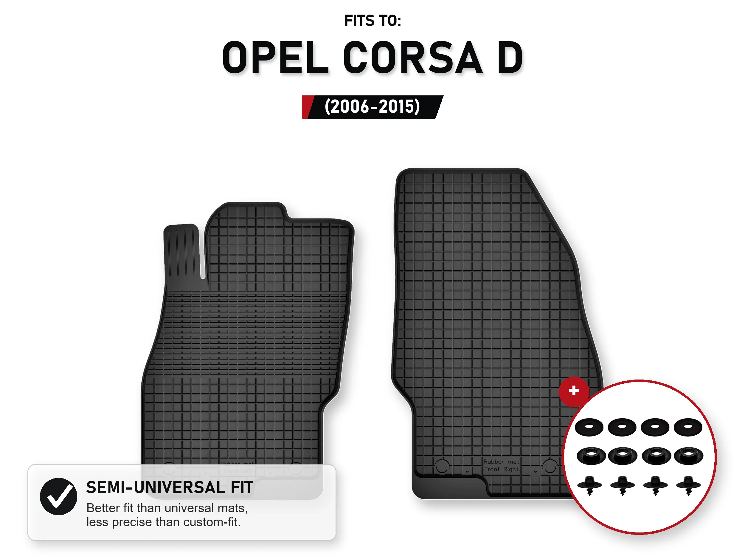 Vloermatten voor: Opel Corsa D 2006-2015 Hatchback met stoppers