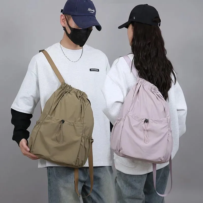 

Unisex drawstring lightweight nylon backpack with large capacity, waterproof suitable for college students, travel backpack