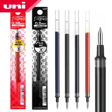 10 개/몫 유니 볼 Signo 젤 리필 UMR-1 0.38 / 0.5mm 적합 UM-151 젤 펜 레드 블루 블랙 옵션 학생 문구