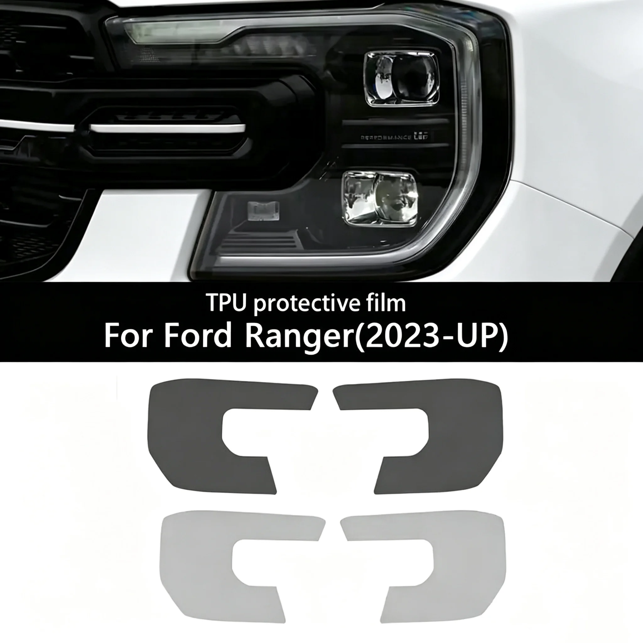 Für Ford Ranger 2023-2024 T9 Wildtrak Raptor Auto Rauchschwarz Scheinwerferschutzfolie Transparente TPU-Aufkleber Zubehör 2 Stück – Detail 1