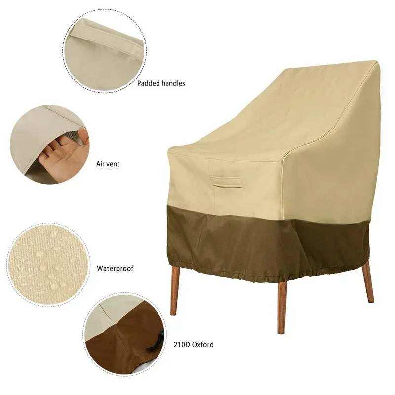 Patio Furniture Cover Outdoor Yard Garden Chair Sofa Waterproof Dust Cover Sun Protection Oxford Cloth Foldable Drawstring Table