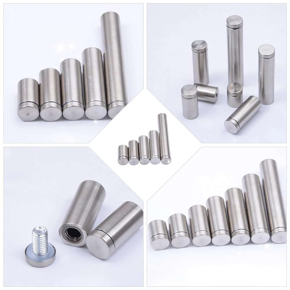 

12Pcs Advertising Nails Stainless Steel Sign Standoff Screws Wall Mounting Support for Acrylic Wood Aluminum Glass Panels